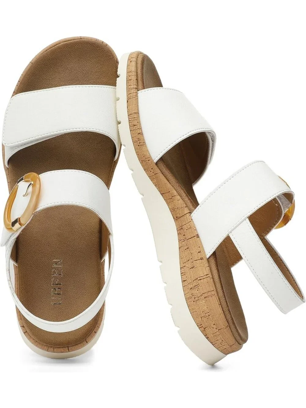 Women's White Summer Open Toe Adjustable Ankle Straps Comfortable Sandals